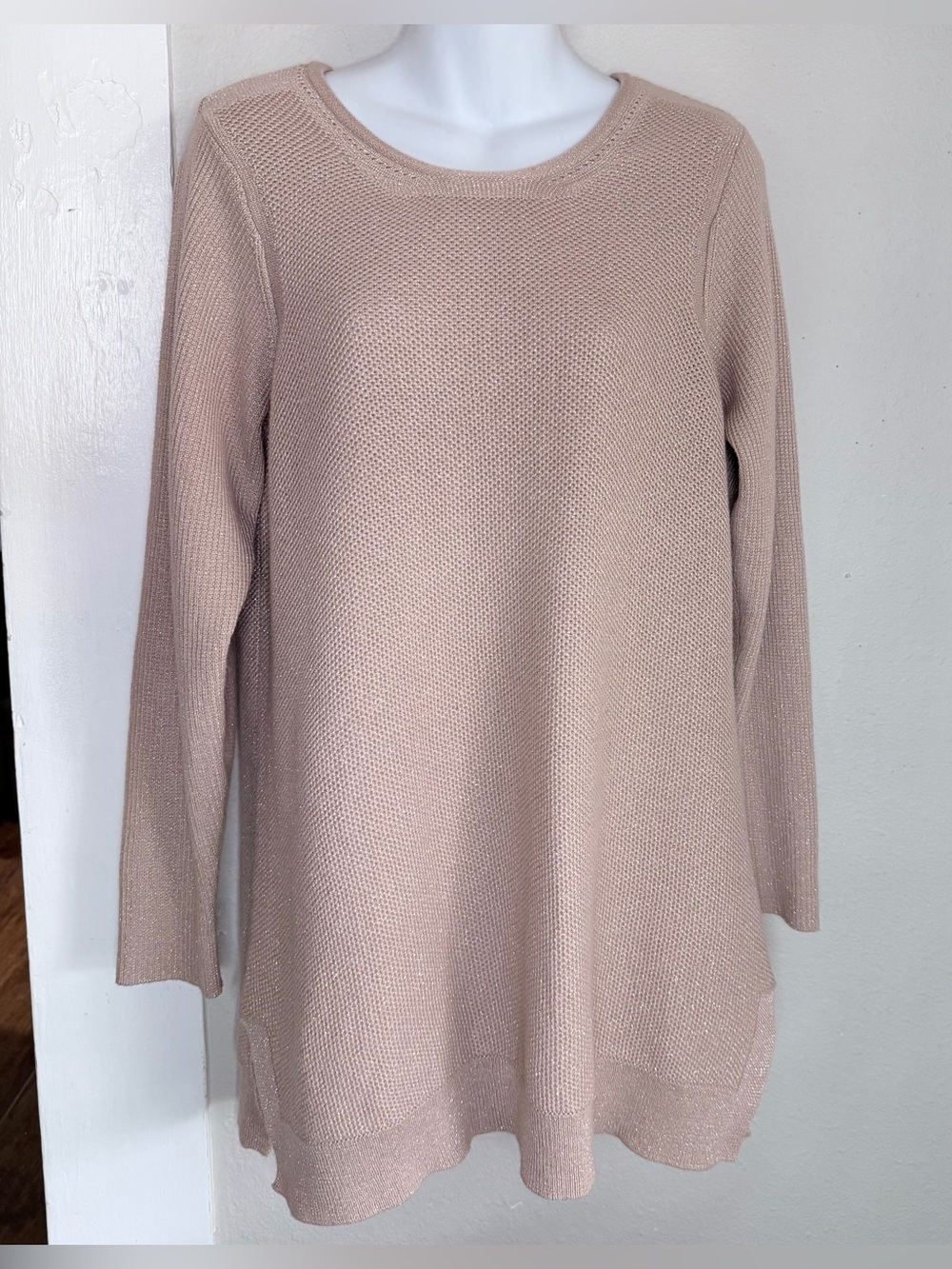 Simply Vera Vera Wang  pink long-sleeve tunic sweater Women L